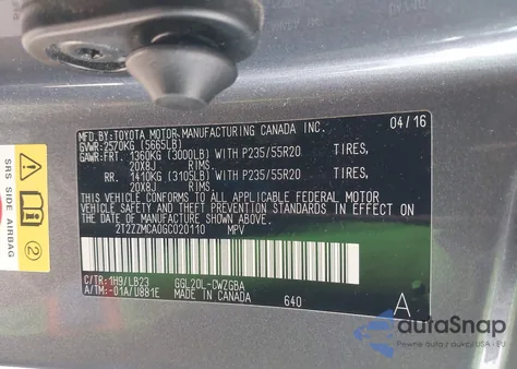 2016 Lexus Rx 350 z USA, uszkodzony, nr VIN 2T2ZZMCA0GC020110